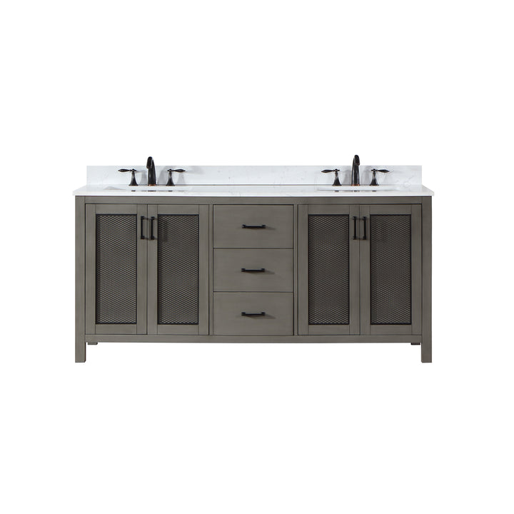 Altair Hadiya 72" Double Bathroom Vanity Set with Aosta White Composite Stone Countertop