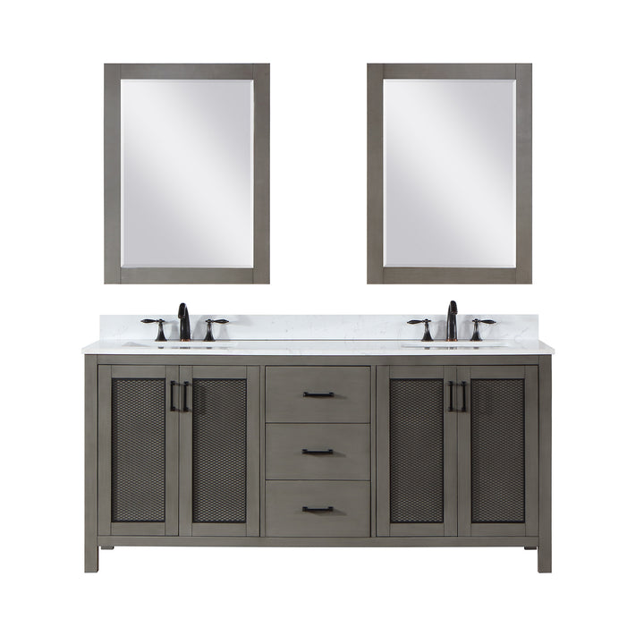 Altair Hadiya 72" Double Bathroom Vanity Set with Aosta White Composite Stone Countertop