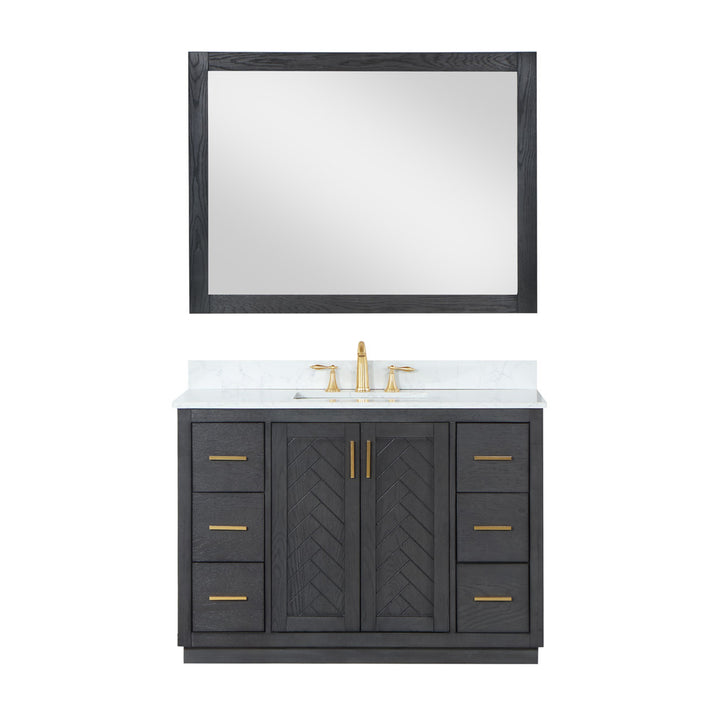 Altair Gazsi 48" Single Bathroom Vanity Set with Grain White Composite Stone Countertop