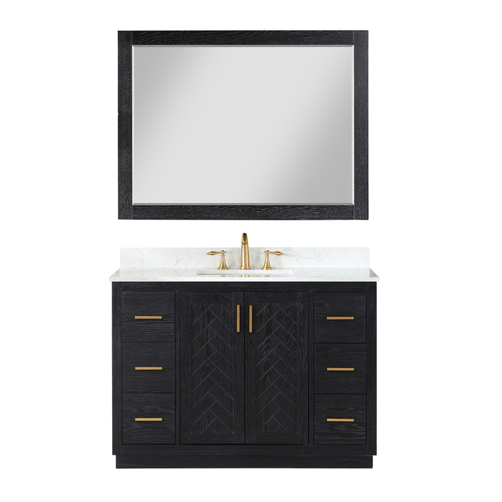 Altair Gazsi 48" Single Bathroom Vanity Set with Grain White Composite Stone Countertop