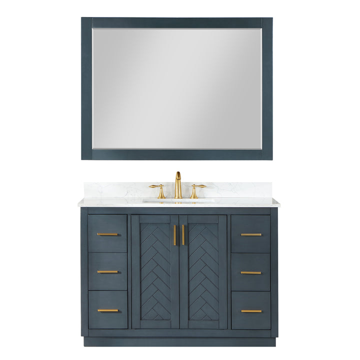 Altair Gazsi 48" Single Bathroom Vanity Set with Grain White Composite Stone Countertop