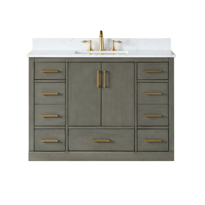 Altair Monna 48" Single Bathroom Vanity Set with Aosta White Composite Stone Countertop