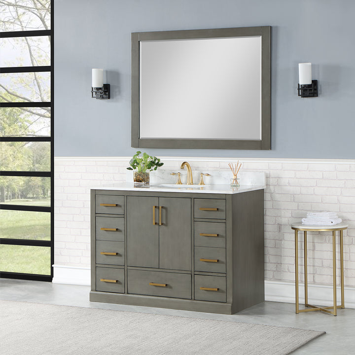 Altair Monna 48" Single Bathroom Vanity Set with Aosta White Composite Stone Countertop