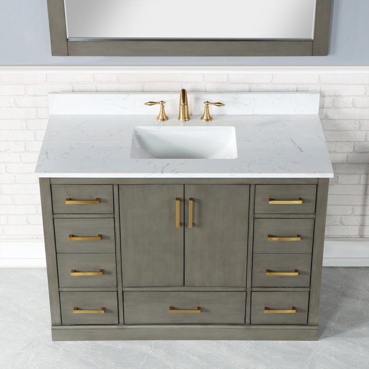 Altair Monna 48" Single Bathroom Vanity Set with Aosta White Composite Stone Countertop