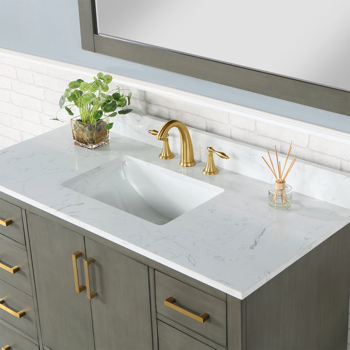 Altair Monna 48" Single Bathroom Vanity Set with Aosta White Composite Stone Countertop