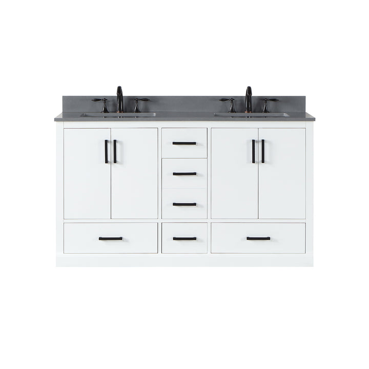 Altair Monna 60" Double Bathroom Vanity Set with Aosta White Composite Stone Countertop