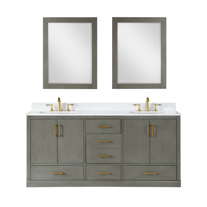 Altair Monna 72" Double Bathroom Vanity Set with Aosta White Composite Stone Countertop