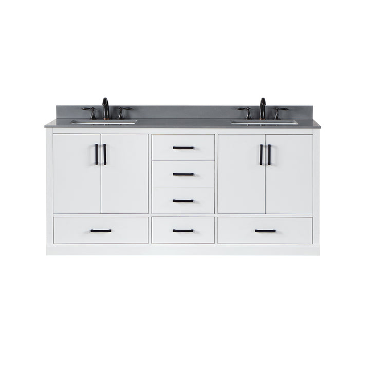 Altair Monna 72" Double Bathroom Vanity Set with Aosta White Composite Stone Countertop