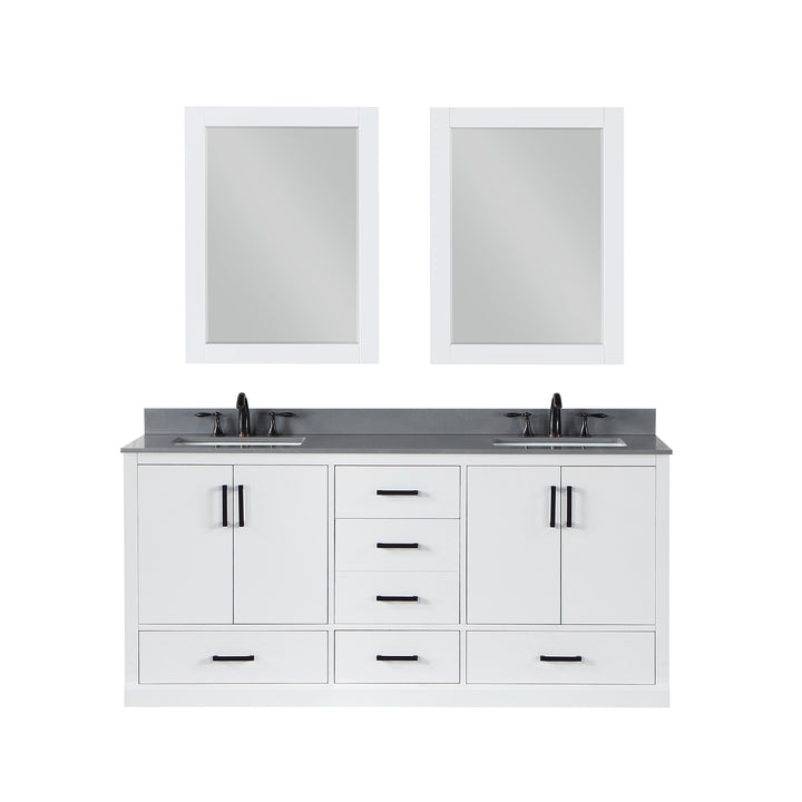 Altair Monna 72" Double Bathroom Vanity Set with Aosta White Composite Stone Countertop