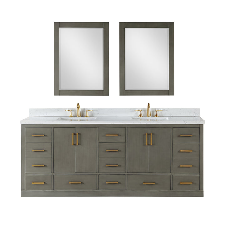 Altair Monna 84" Double Bathroom Vanity Set with Aosta White Composite Stone Countertop