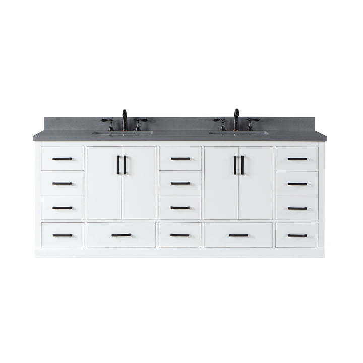 Altair Monna 84" Double Bathroom Vanity Set with Aosta White Composite Stone Countertop