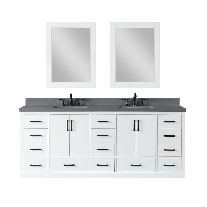 Altair Monna 84" Double Bathroom Vanity Set with Aosta White Composite Stone Countertop