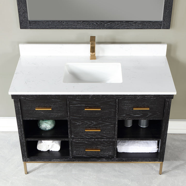 Altair Kesia 48" Single Bathroom Vanity Set with Aosta White Composite Stone Countertop