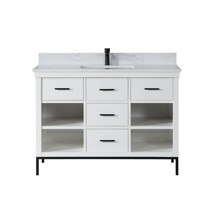 Altair Kesia 48" Single Bathroom Vanity Set with Aosta White Composite Stone Countertop