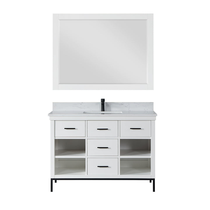 Altair Kesia 48" Single Bathroom Vanity Set with Aosta White Composite Stone Countertop