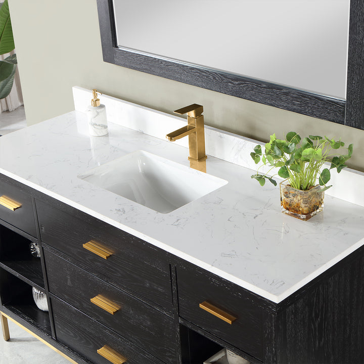 Altair Kesia 60" Single Bathroom Vanity Set with Carrara White Composite Stone Countertop