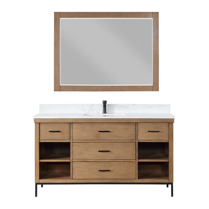 Altair Kesia 60" Single Bathroom Vanity Set with Carrara White Composite Stone Countertop