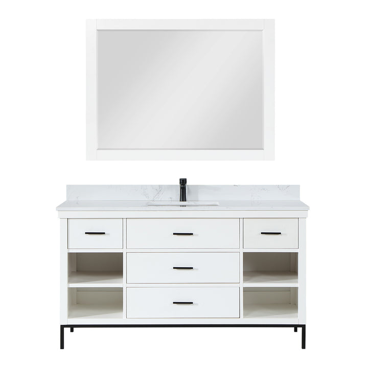 Altair Kesia 60" Single Bathroom Vanity Set with Carrara White Composite Stone Countertop