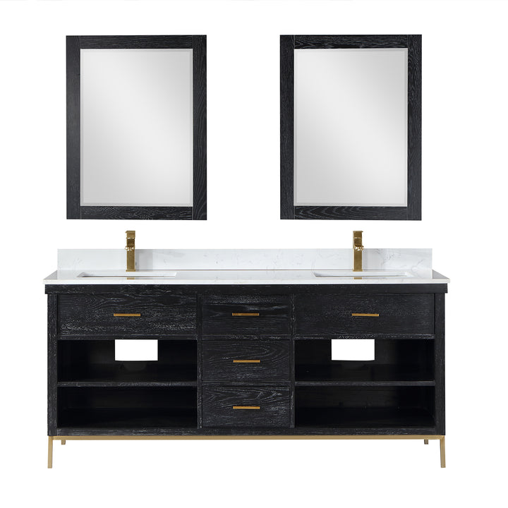 Atlair Kesia 72" Double Bathroom Vanity Set with Aosta White Composite Stone Countertop