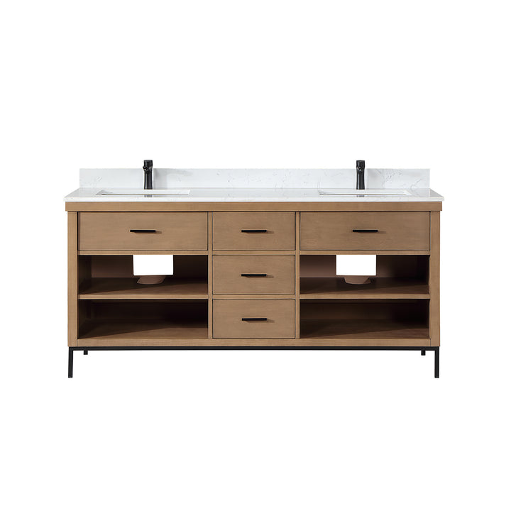 Atlair Kesia 72" Double Bathroom Vanity Set with Aosta White Composite Stone Countertop