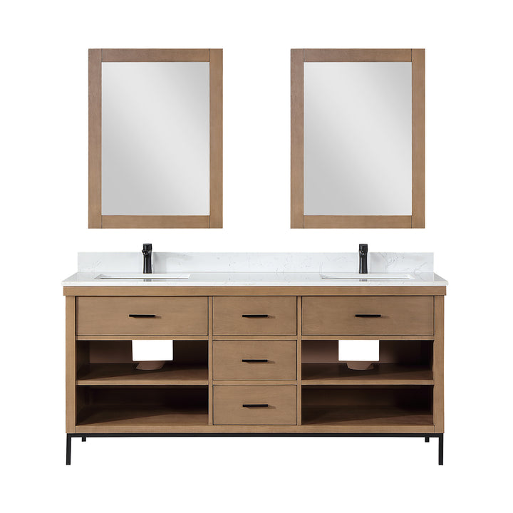 Atlair Kesia 72" Double Bathroom Vanity Set with Aosta White Composite Stone Countertop