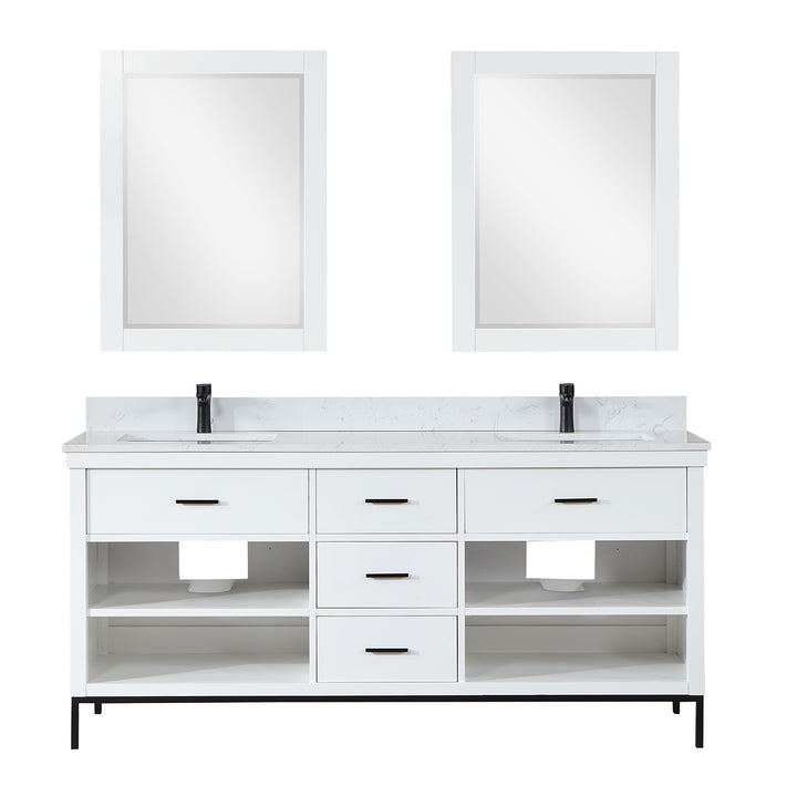 Atlair Kesia 72" Double Bathroom Vanity Set with Aosta White Composite Stone Countertop