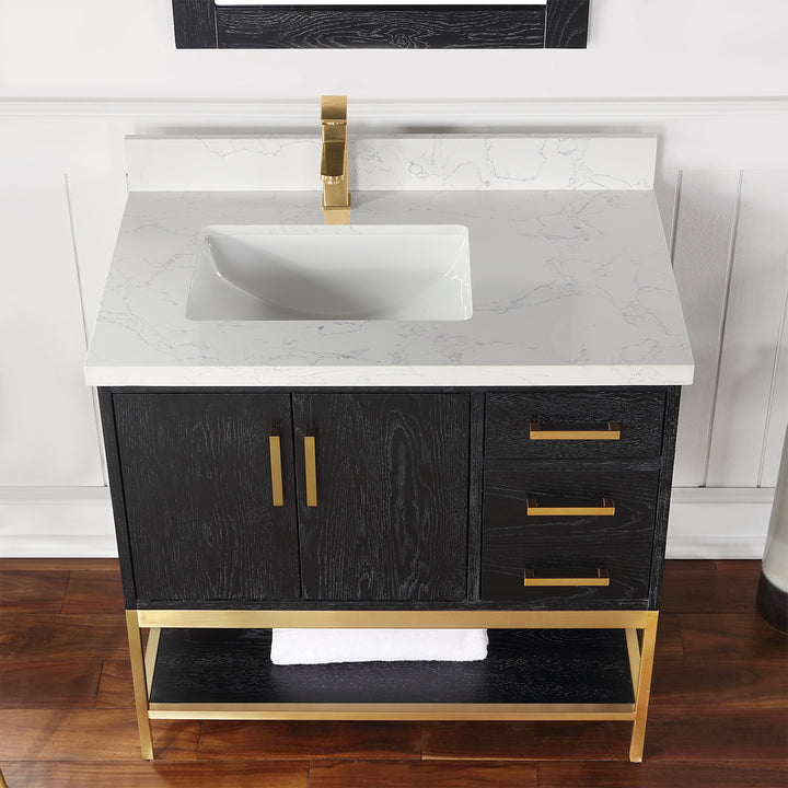 Altair Wildy 36" Single Bathroom Vanity Set with Grain White Composite Stone Countertop