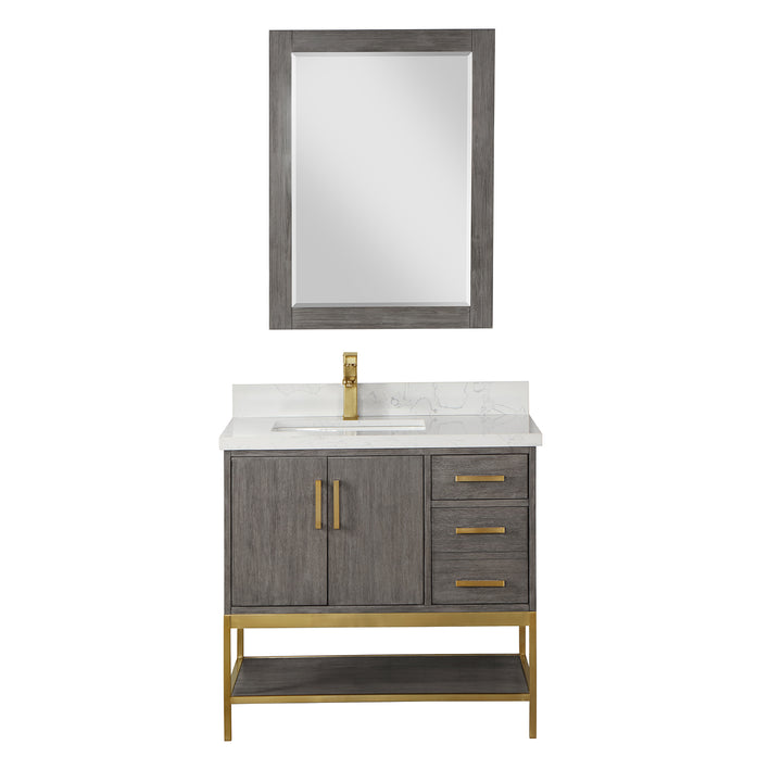 Altair Wildy 36" Single Bathroom Vanity Set with Grain White Composite Stone Countertop