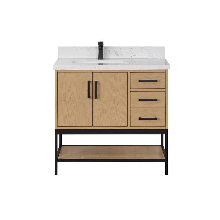 Altair Wildy 36" Single Bathroom Vanity Set with Grain White Composite Stone Countertop