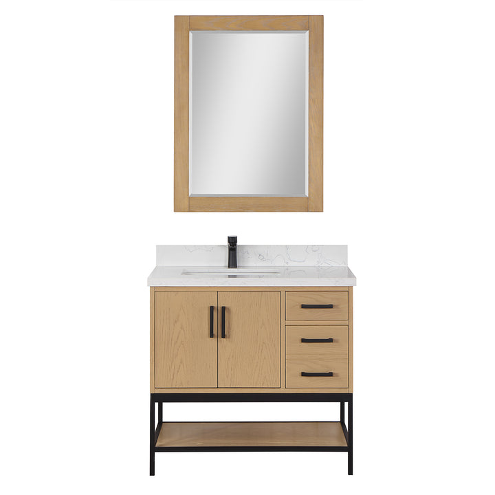 Altair Wildy 36" Single Bathroom Vanity Set with Grain White Composite Stone Countertop