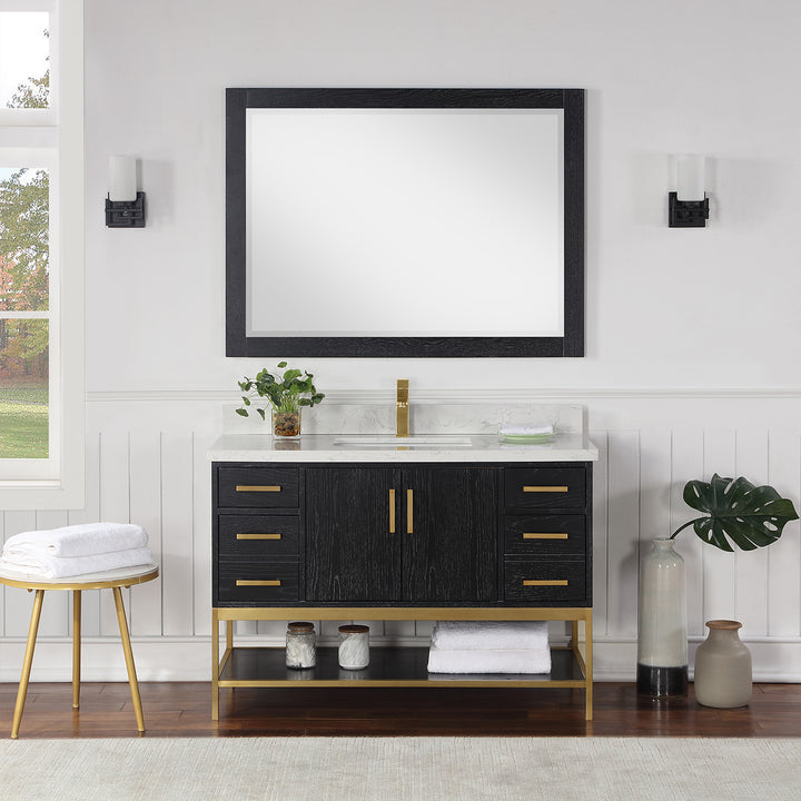 Altair Wildy 48" Single Bathroom Vanity Set with Grain White Composite Stone Countertop