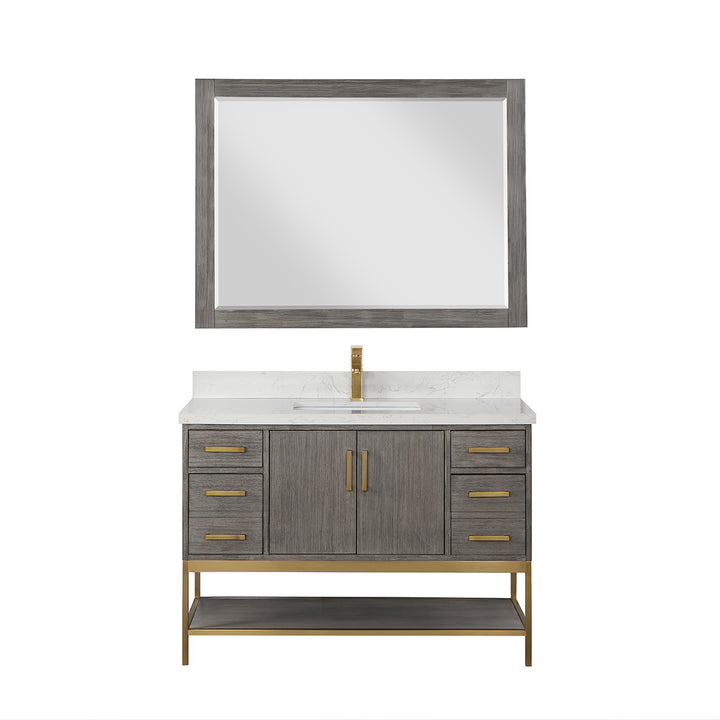 Altair Wildy 48" Single Bathroom Vanity Set with Grain White Composite Stone Countertop