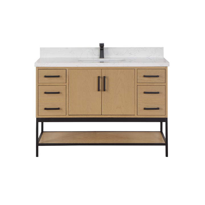 Altair Wildy 48" Single Bathroom Vanity Set with Grain White Composite Stone Countertop