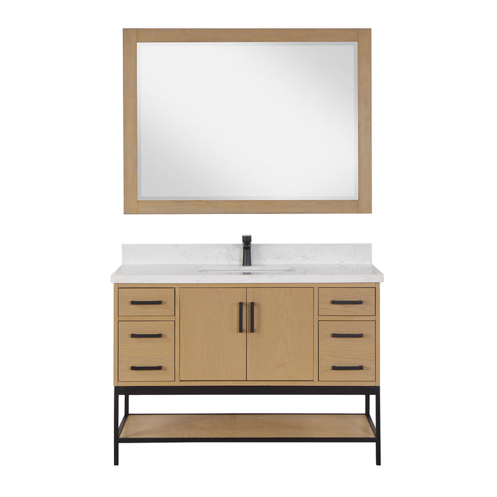 Altair Wildy 48" Single Bathroom Vanity Set with Grain White Composite Stone Countertop