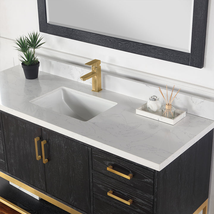 Altair Wildy 60" Single Bathroom Vanity Set with Grain White Composite Stone Countertop