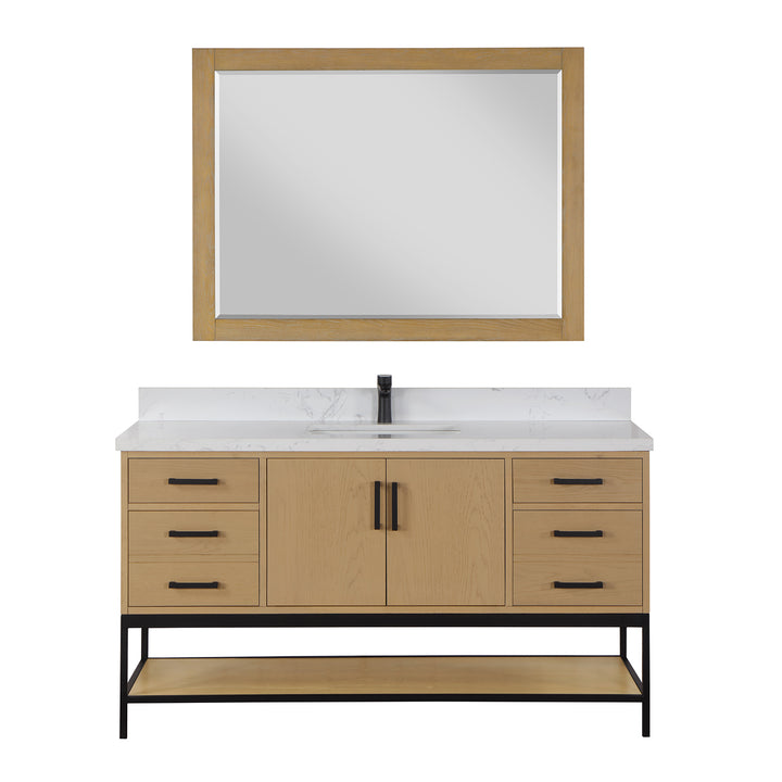 Altair Wildy 60" Single Bathroom Vanity Set with Grain White Composite Stone Countertop