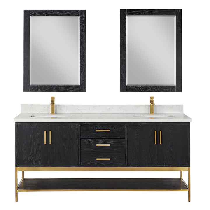 Altair Wildy 72" Double Bathroom Vanity Set with Grain White Composite Stone Countertop