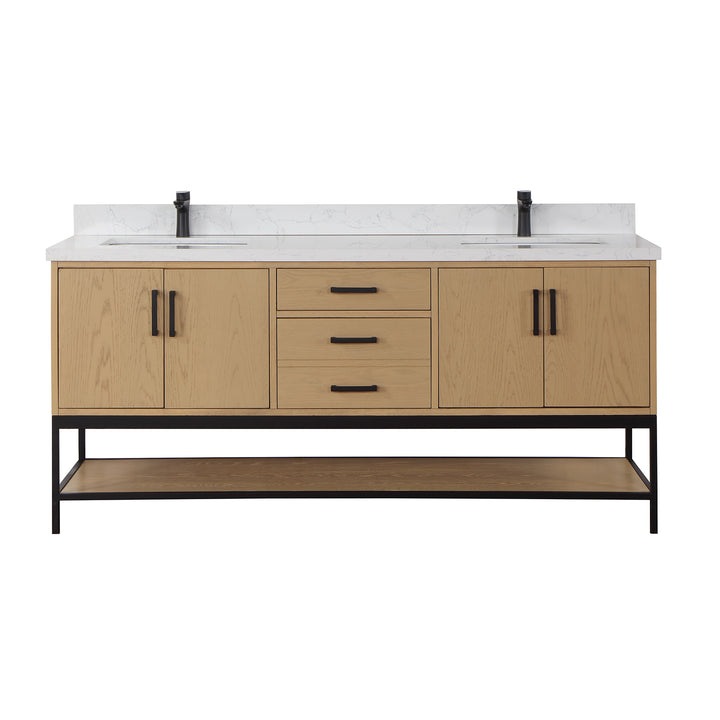 Altair Wildy 72" Double Bathroom Vanity Set with Grain White Composite Stone Countertop