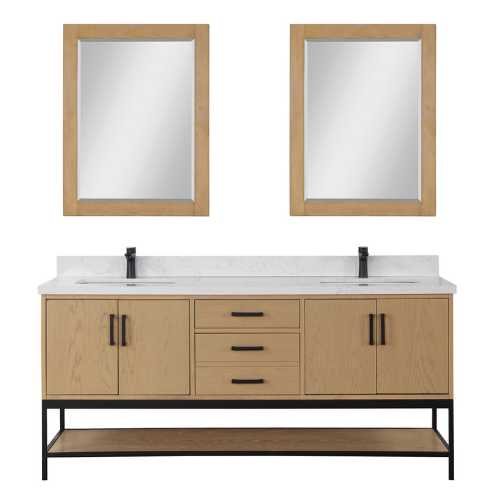 Altair Wildy 72" Double Bathroom Vanity Set with Grain White Composite Stone Countertop