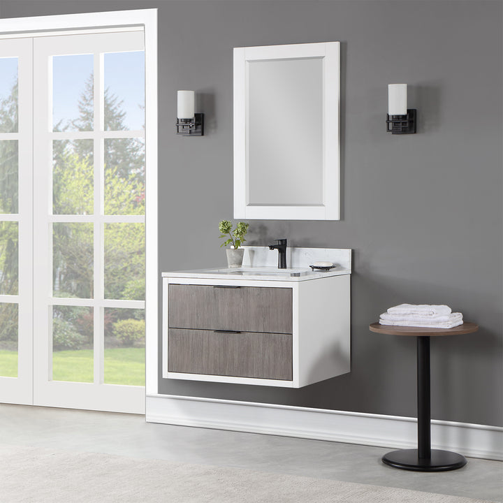 Altair Dione Single Bathroom Vanity Set with Aosta White Stone Countertop