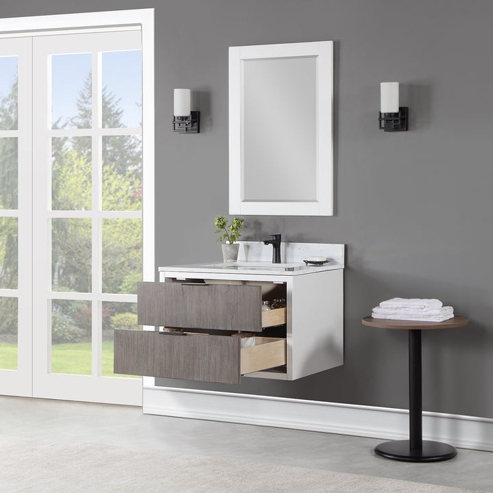 Altair Dione Single Bathroom Vanity Set with Aosta White Stone Countertop