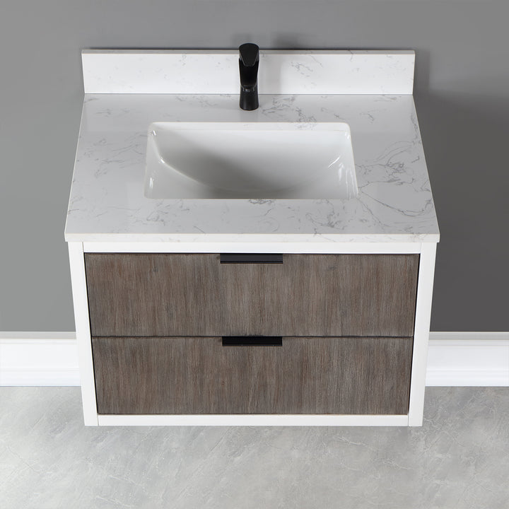 Altair Dione Single Bathroom Vanity Set with Aosta White Stone Countertop