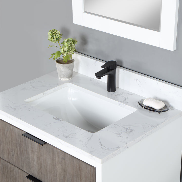 Altair Dione Single Bathroom Vanity Set with Aosta White Stone Countertop