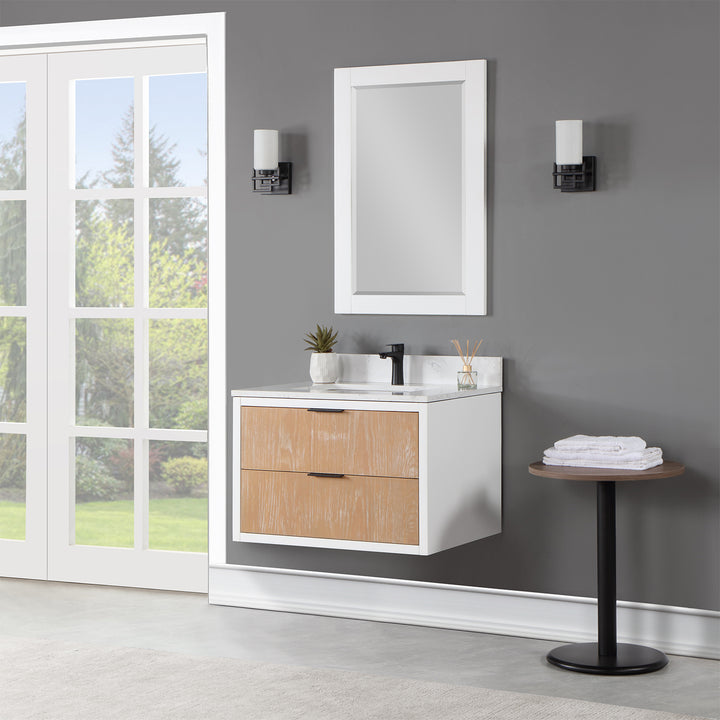 Altair Dione Single Bathroom Vanity Set with Aosta White Stone Countertop