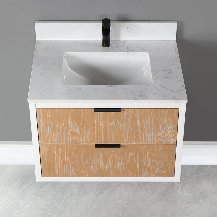 Altair Dione Single Bathroom Vanity Set with Aosta White Stone Countertop