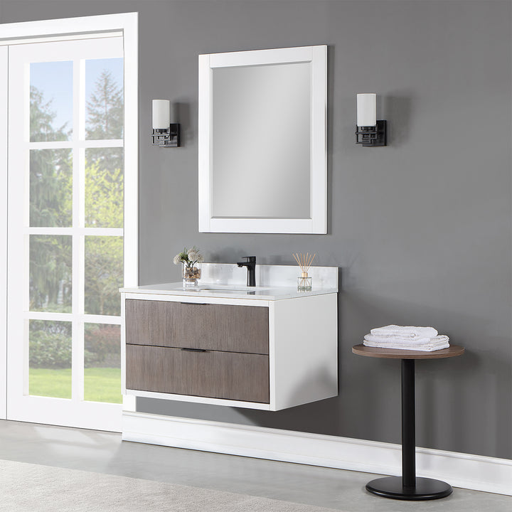 Altair Dione Single Bathroom Vanity Set with Aosta White Stone Countertop