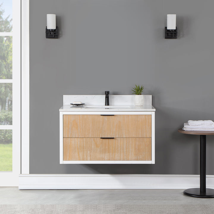 Altair Dione Single Bathroom Vanity Set with Aosta White Stone Countertop