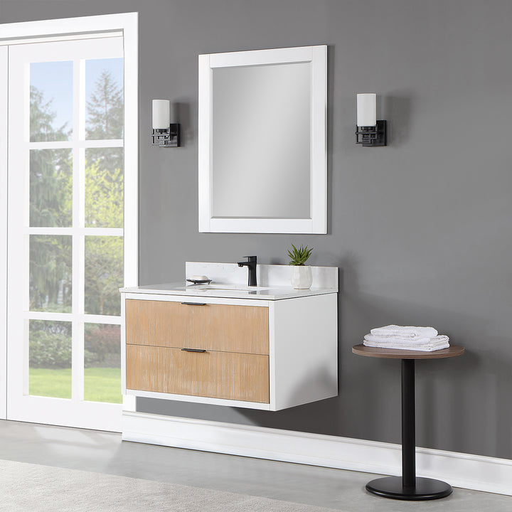 Altair Dione Single Bathroom Vanity Set with Aosta White Stone Countertop