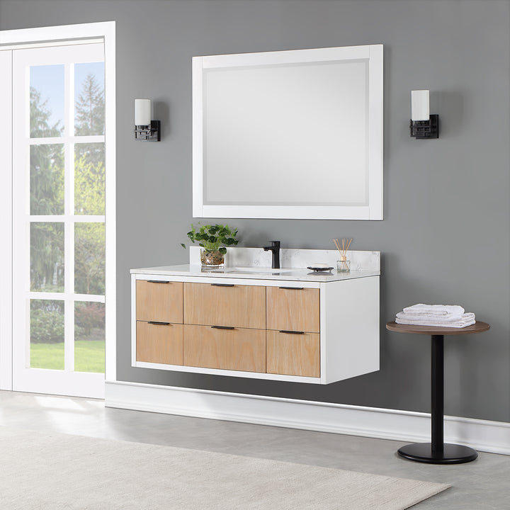 Altair Dione Single Bathroom Vanity Set with Aosta White Stone Countertop