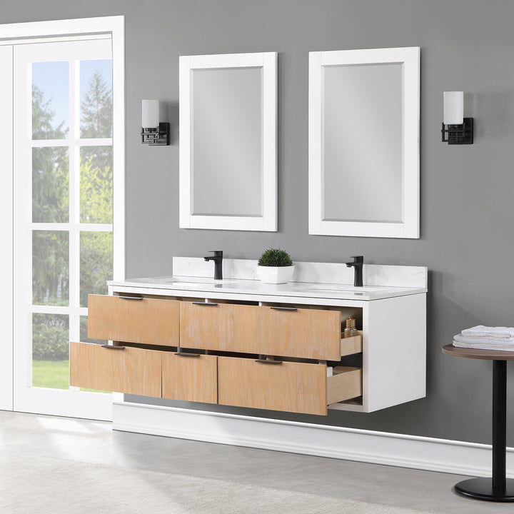 Altair Dione 60" Double Bathroom Vanity Set with Aosta White Stone Countertop